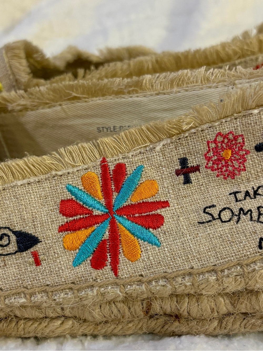 Johnny Was Embroidered Tan Espadrilles with Green & Black Accents - Picture 4 of 15